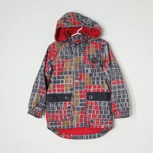 🛍Tag Geometric Spring Block Print Multicolored Hooded Fall Jacket Zipper Size 4